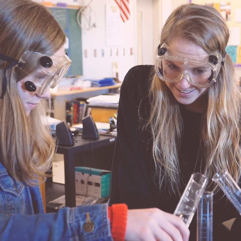 picture of girls in a science lab